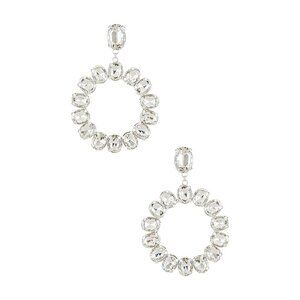 SHASHI Statement Drop Hoop Earrings Silver Womens Size OS